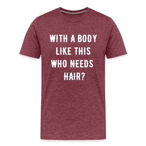 T-SHIRT "BODY & HAIR" - Bordeauxrot meliert