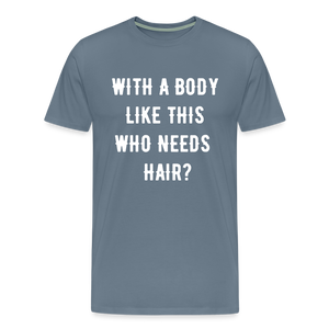 T-SHIRT "BODY & HAIR" - Blaugrau