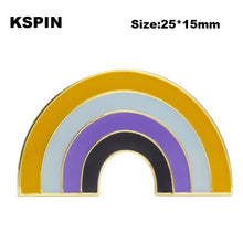 Load image into Gallery viewer, Rainbow Pride Badge Transgender Aromantic Fruid Pride Rainbow Sun Set Nonbinary Asexual Pansexual Pride Badge Lapel Pin Brooch