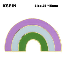 Load image into Gallery viewer, Rainbow Pride Badge Transgender Aromantic Fruid Pride Rainbow Sun Set Nonbinary Asexual Pansexual Pride Badge Lapel Pin Brooch