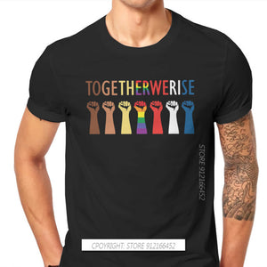 Together We Rise Unity Style TShirt LGBT Pride Month Lesbian Gay Bisexual Transgender Gift Basic T-Shirt Short Sleeve