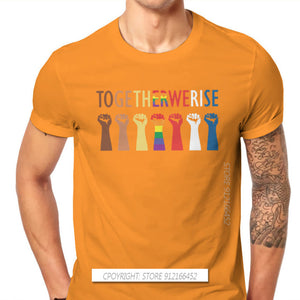 Together We Rise Unity Style TShirt LGBT Pride Month Lesbian Gay Bisexual Transgender Gift Basic T-Shirt Short Sleeve