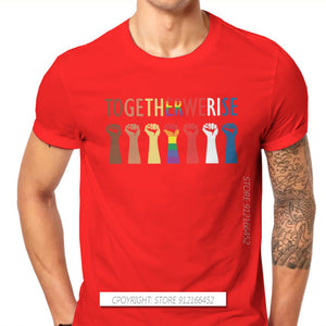 Together We Rise Unity Style TShirt LGBT Pride Month Lesbian Gay Bisexual Transgender Gift Basic T-Shirt Short Sleeve