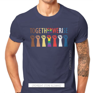 Together We Rise Unity Style TShirt LGBT Pride Month Lesbian Gay Bisexual Transgender Gift Basic T-Shirt Short Sleeve