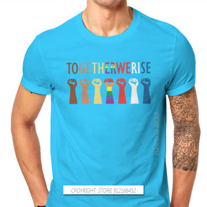 Together We Rise Unity Style TShirt LGBT Pride Month Lesbian Gay Bisexual Transgender Gift Basic T-Shirt Short Sleeve