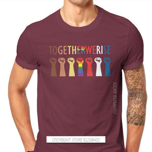 Together We Rise Unity Style TShirt LGBT Pride Month Lesbian Gay Bisexual Transgender Gift Basic T-Shirt Short Sleeve