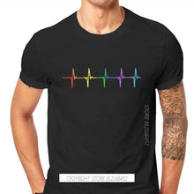 Laden Sie das Bild in den Galerie-Viewer, Rainbow Pulse Hearbeat Style TShirt LGBT Pride Month Lesbian Gay Bisexual Transgender Gift Clothes Basic T-Shirt Stuff