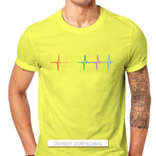 Load image into Gallery viewer, Rainbow Pulse Hearbeat Style TShirt LGBT Pride Month Lesbian Gay Bisexual Transgender Gift Clothes Basic T-Shirt Stuff