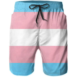 Men Shorts Transgender Pride Flag Quick-Dry Swim Trunk
