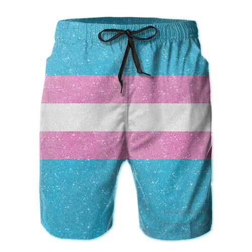 Transgender Pride Flag Shorts Breathable Swim Hawaii Pants