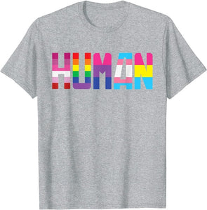 HUMAN Flag Pride Month Transgender Rainbow Lesbian T-Shirt