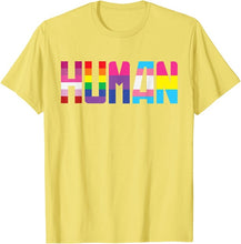 Load image into Gallery viewer, HUMAN Flag Pride Month Transgender Rainbow Lesbian T-Shirt