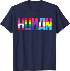 HUMAN Flag Pride Month Transgender Rainbow Lesbian T-Shirt